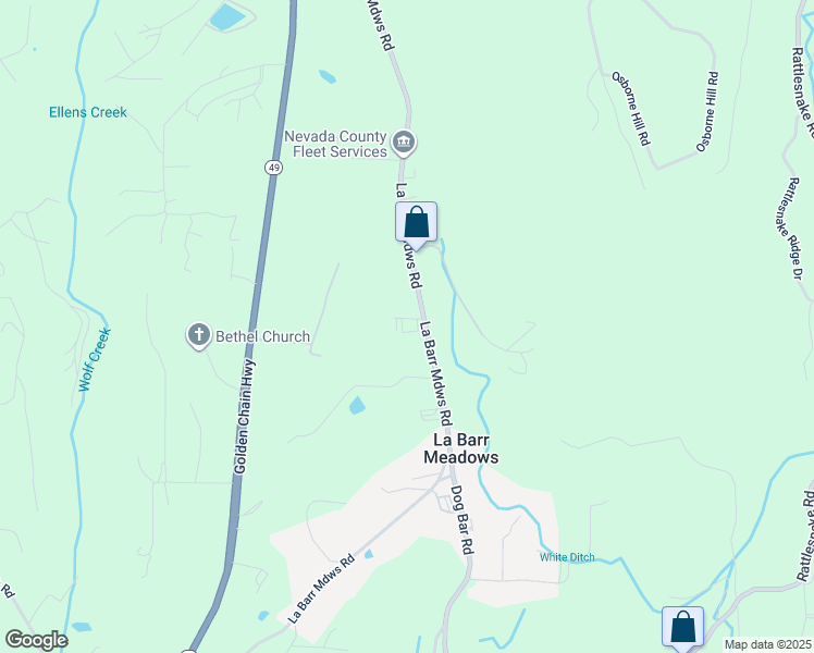 map of restaurants, bars, coffee shops, grocery stores, and more near 12896 La Barr Meadows Road in Grass Valley