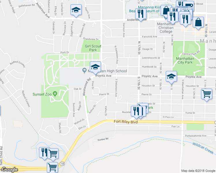 map of restaurants, bars, coffee shops, grocery stores, and more near 135 South Evergreen Avenue in Manhattan