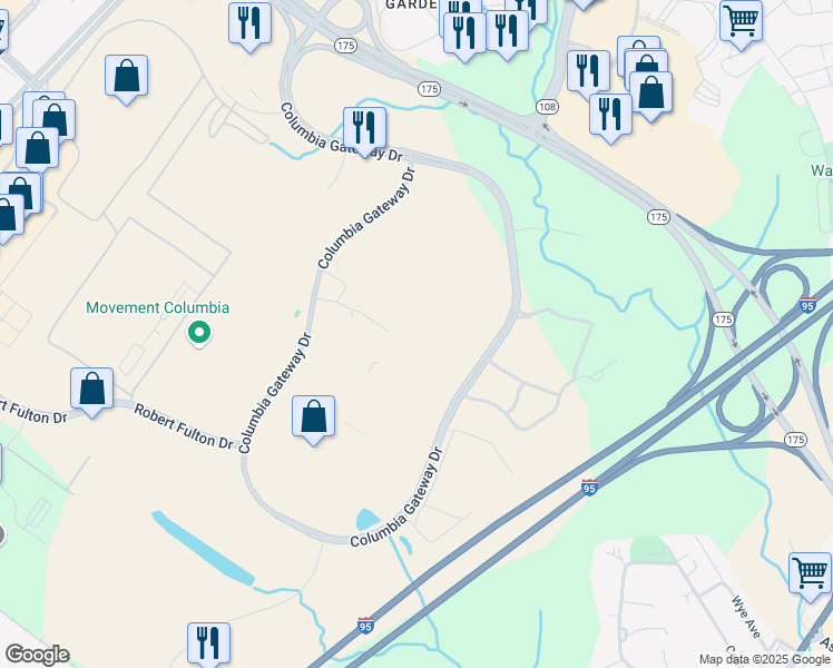 map of restaurants, bars, coffee shops, grocery stores, and more near 6992 Columbia Gateway Drive in Columbia