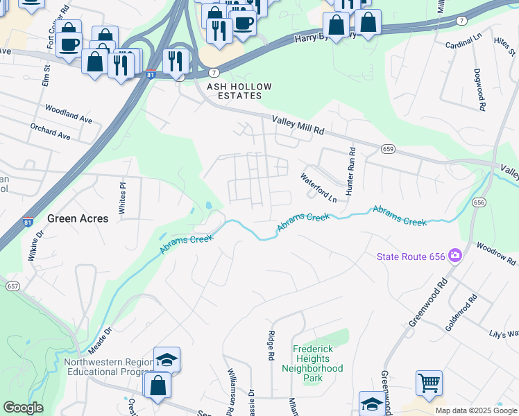 map of restaurants, bars, coffee shops, grocery stores, and more near 102 Baybreeze Court in Winchester