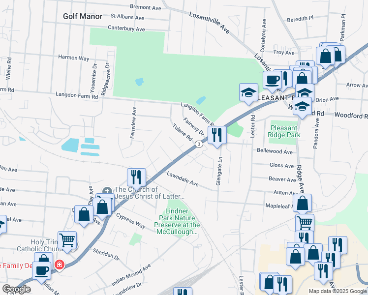 map of restaurants, bars, coffee shops, grocery stores, and more near 2730 Silverleaf Avenue in Cincinnati