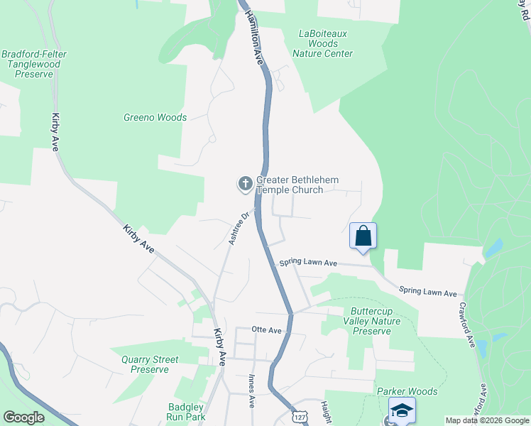 map of restaurants, bars, coffee shops, grocery stores, and more near 4756 Hamilton Avenue in Cincinnati