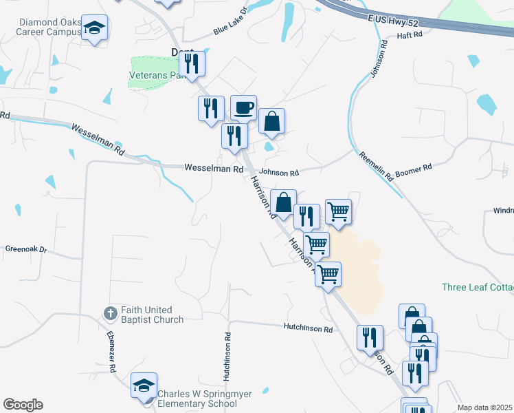 map of restaurants, bars, coffee shops, grocery stores, and more near 6003 Harrison Avenue in Cincinnati