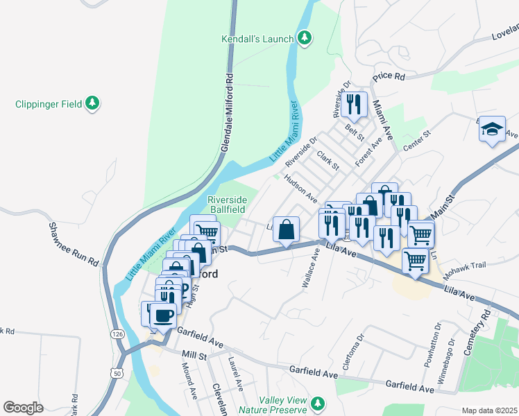 map of restaurants, bars, coffee shops, grocery stores, and more near 10 Chateau Place in Milford