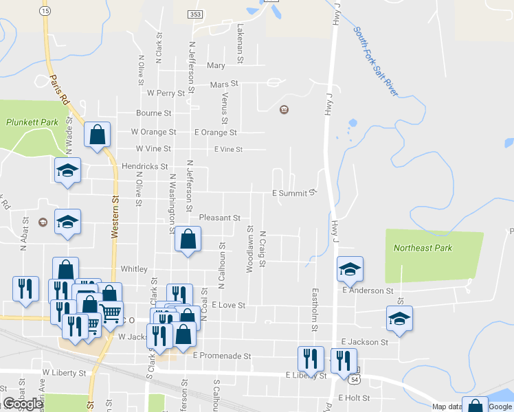 map of restaurants, bars, coffee shops, grocery stores, and more near 820 Woodlawn St in Mexico