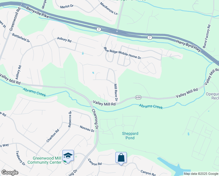 map of restaurants, bars, coffee shops, grocery stores, and more near 114 Mill Stone Cir in Winchester