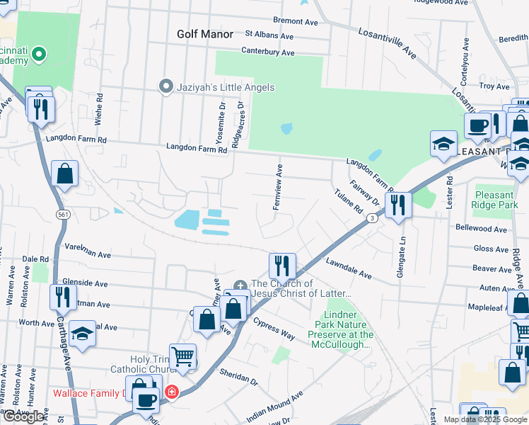 map of restaurants, bars, coffee shops, grocery stores, and more near 6013 Fernview Avenue in Cincinnati