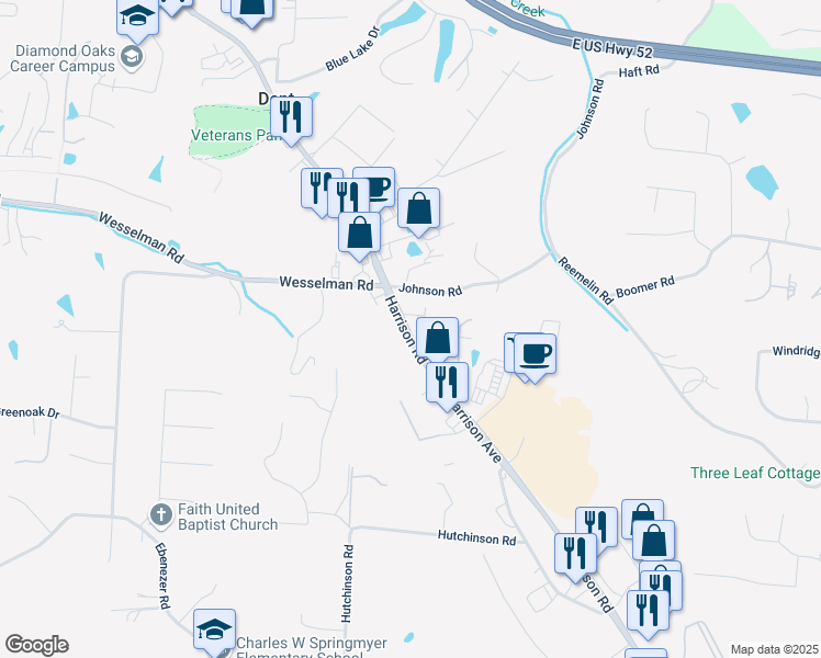 map of restaurants, bars, coffee shops, grocery stores, and more near 6003 Harrison Avenue in Cincinnati