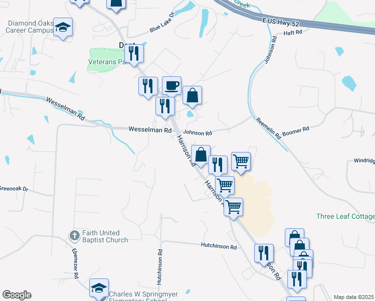 map of restaurants, bars, coffee shops, grocery stores, and more near 6003 Harrison Avenue in Cincinnati