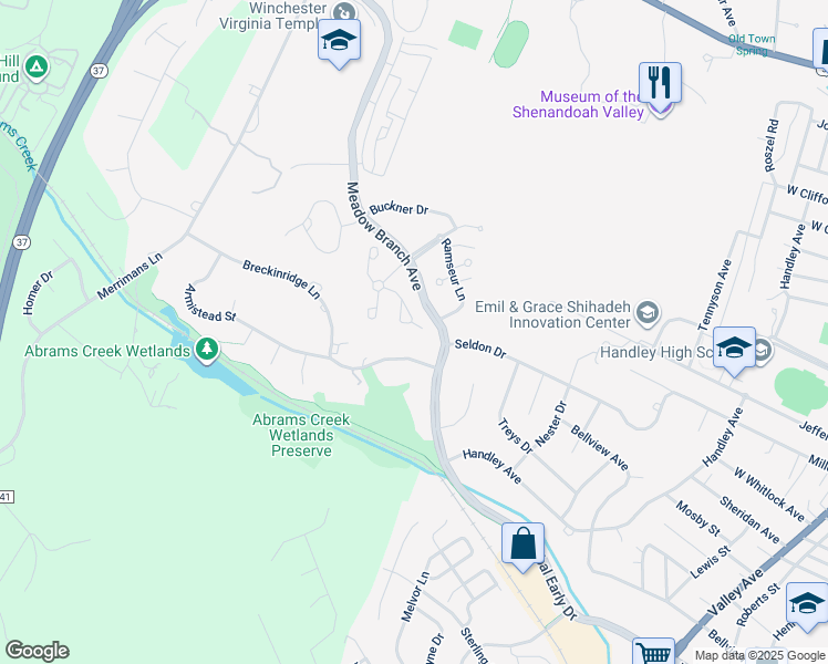 map of restaurants, bars, coffee shops, grocery stores, and more near 1421 Magruder Court in Winchester
