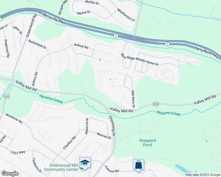 map of restaurants, bars, coffee shops, grocery stores, and more near 122 Julee Drive in Winchester