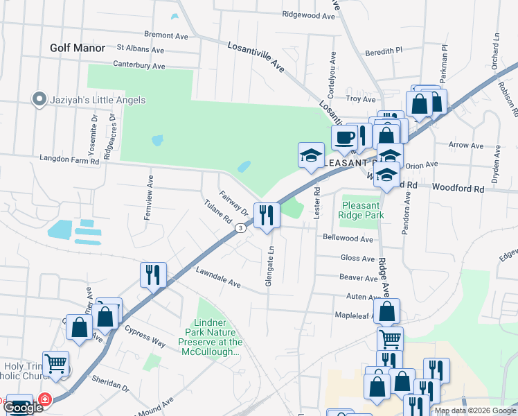 map of restaurants, bars, coffee shops, grocery stores, and more near in Cincinnati