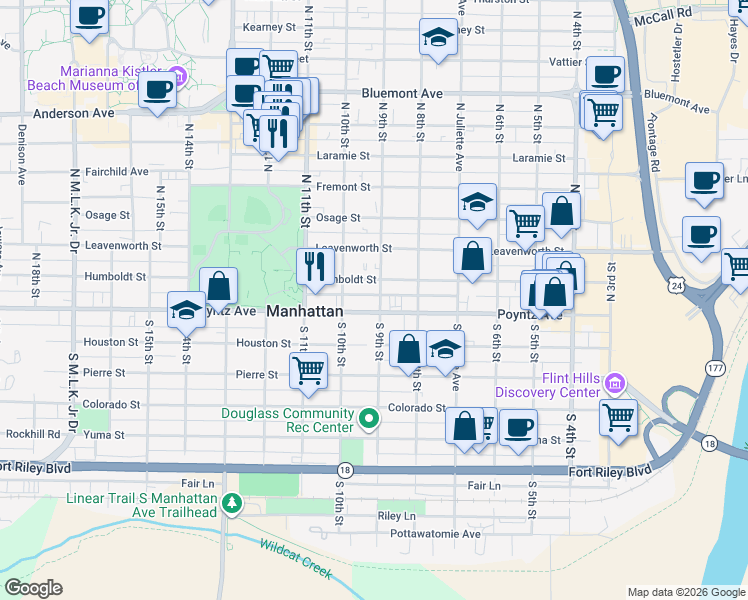 map of restaurants, bars, coffee shops, grocery stores, and more near 910 Humboldt Street in Manhattan