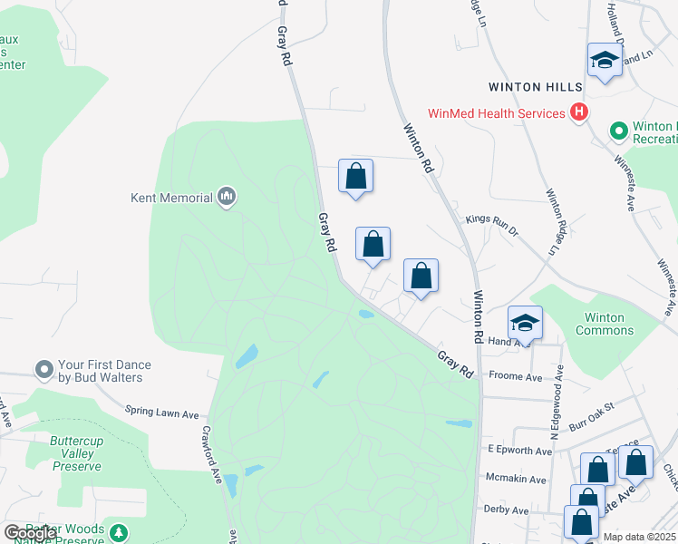 map of restaurants, bars, coffee shops, grocery stores, and more near 4738 Gray Rd in Cincinnati