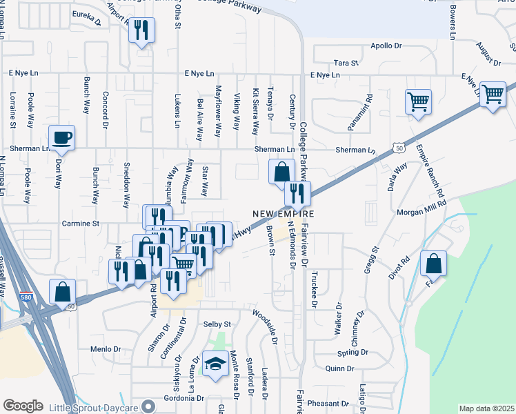map of restaurants, bars, coffee shops, grocery stores, and more near 3640 U.S. 50 in Carson City