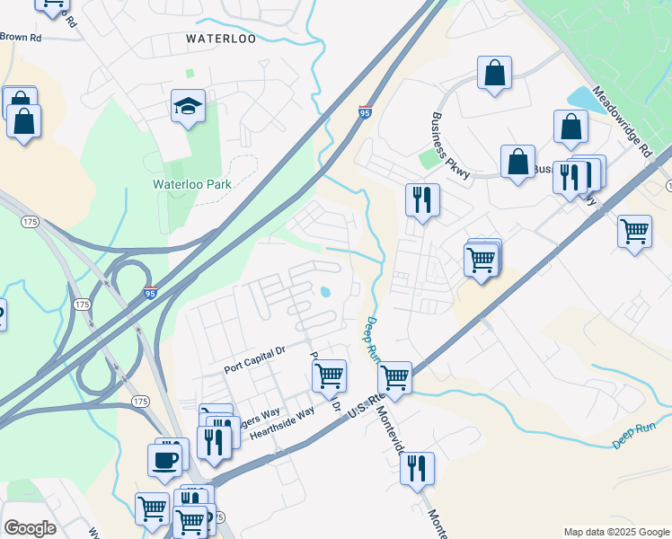 map of restaurants, bars, coffee shops, grocery stores, and more near 7449 Cedar Grove Lane in Elkridge
