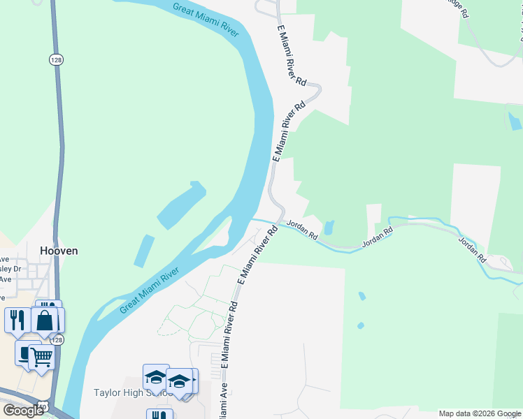 map of restaurants, bars, coffee shops, grocery stores, and more near 4225 East Miami River Road in Cleves