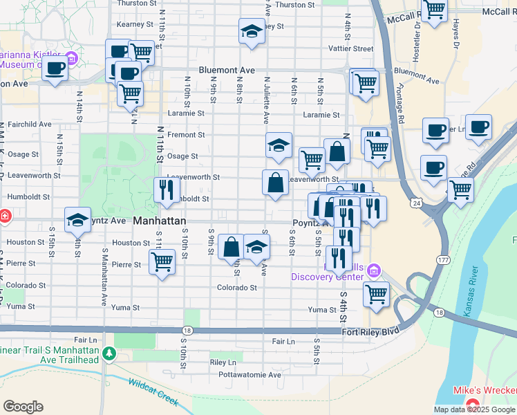 map of restaurants, bars, coffee shops, grocery stores, and more near 113 North Juliette Avenue in Manhattan