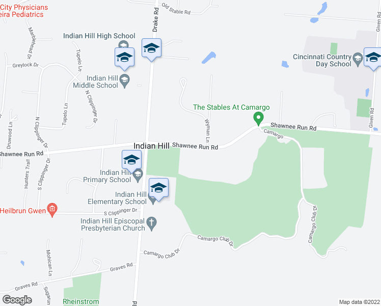 map of restaurants, bars, coffee shops, grocery stores, and more near 8405 Shawnee Run Road in Cincinnati