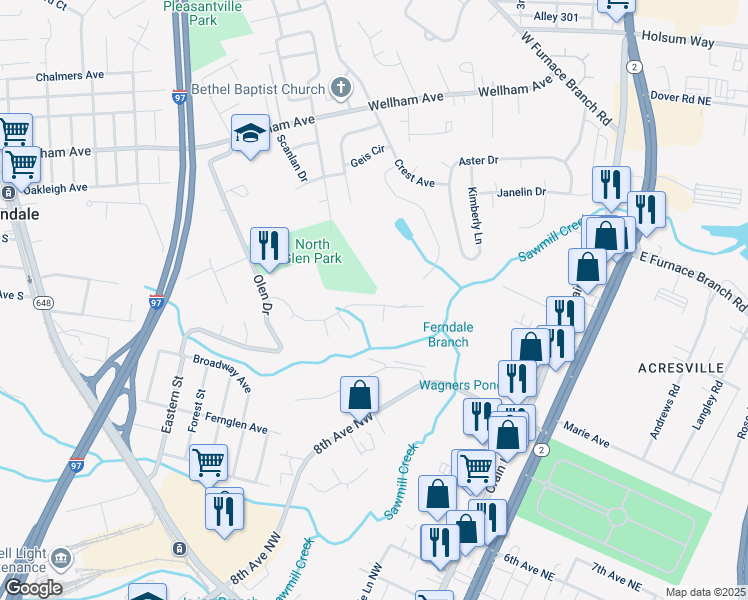 map of restaurants, bars, coffee shops, grocery stores, and more near 858 Brighton Place in Glen Burnie