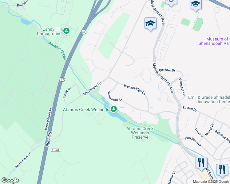 map of restaurants, bars, coffee shops, grocery stores, and more near 1044 Armistead St in Winchester