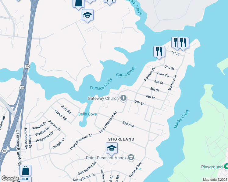 map of restaurants, bars, coffee shops, grocery stores, and more near 994 7th Street in Glen Burnie