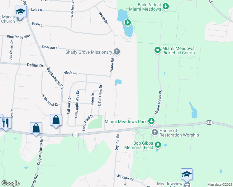 map of restaurants, bars, coffee shops, grocery stores, and more near 5900 Melody Lane in Milford