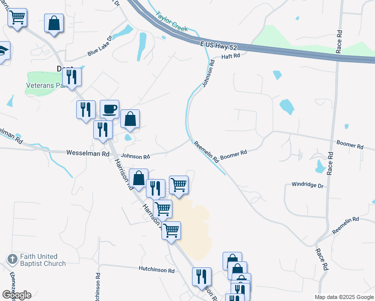 map of restaurants, bars, coffee shops, grocery stores, and more near 6120 Johnson Road in Cincinnati