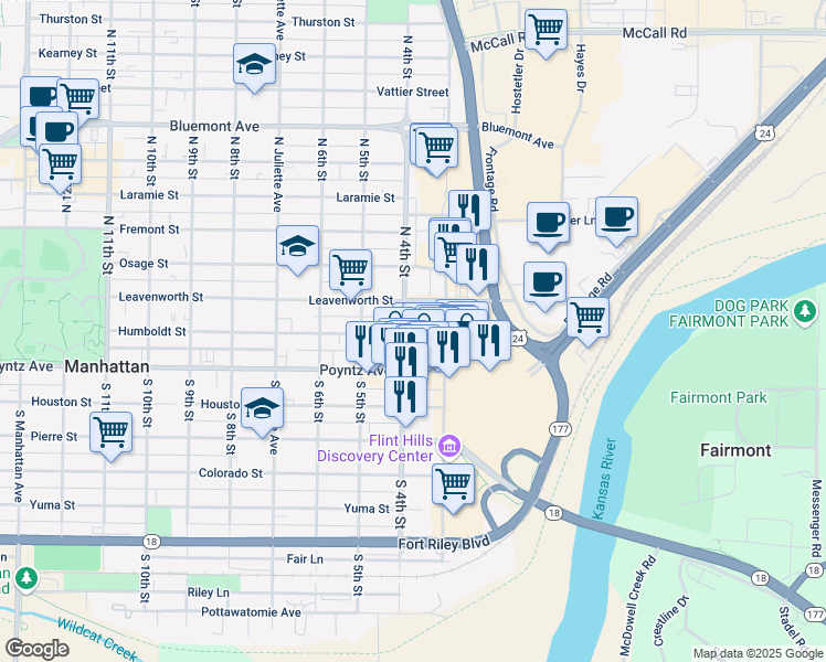 map of restaurants, bars, coffee shops, grocery stores, and more near 210 North 4th Street in Manhattan