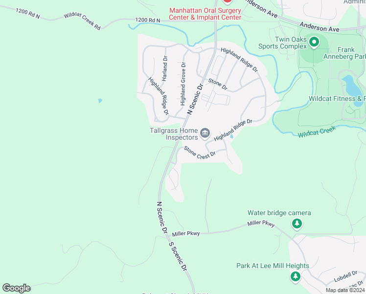 map of restaurants, bars, coffee shops, grocery stores, and more near 5536 Stone Crest Drive in Manhattan