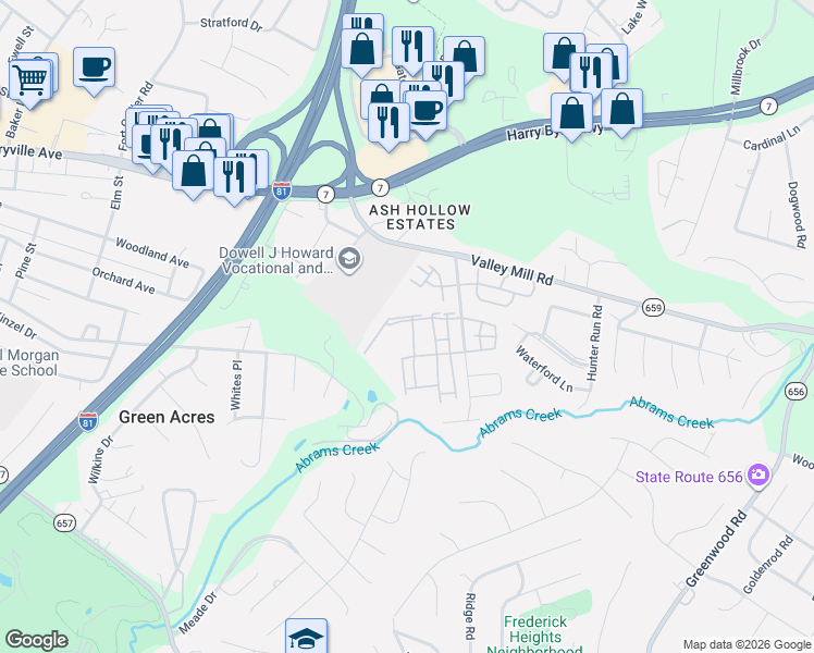 map of restaurants, bars, coffee shops, grocery stores, and more near 100 Scirocco Lane in Winchester
