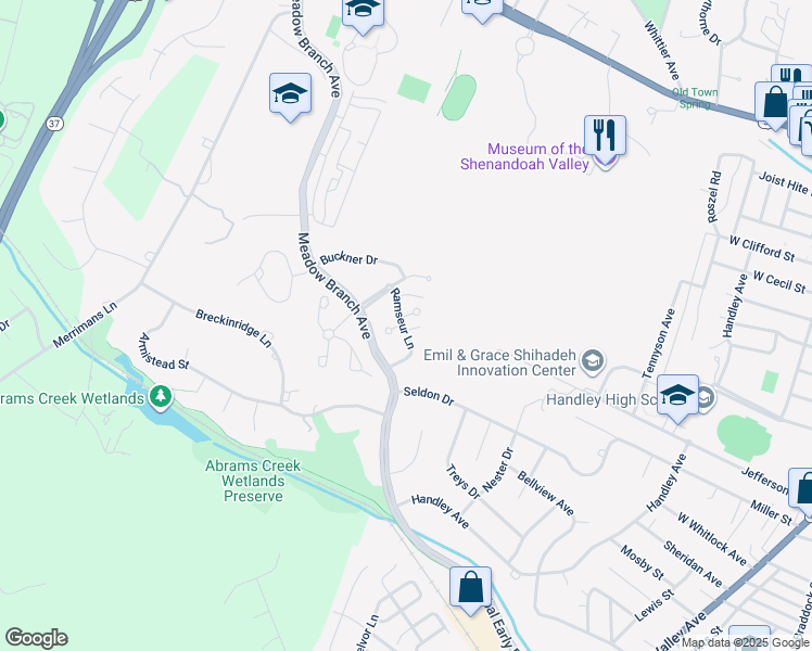 map of restaurants, bars, coffee shops, grocery stores, and more near 1356 Ramseur Lane in Winchester