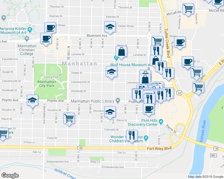 map of restaurants, bars, coffee shops, grocery stores, and more near 113 North Juliette Avenue in Manhattan