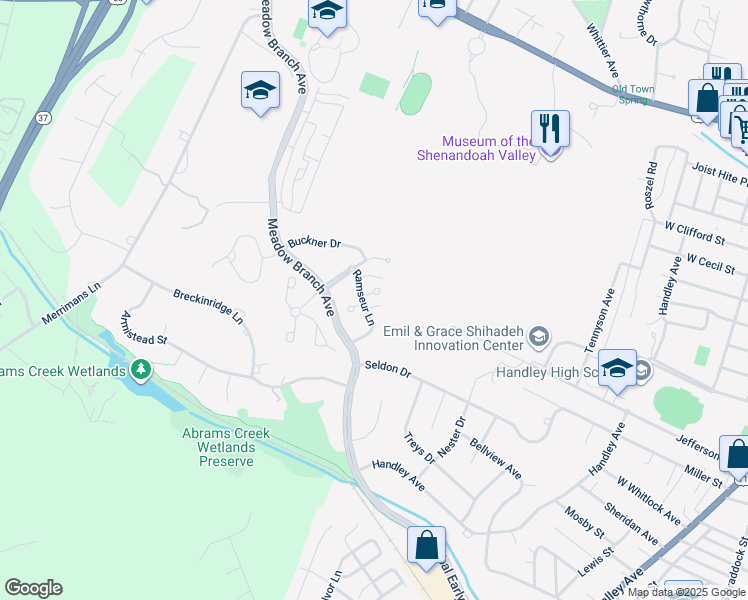 map of restaurants, bars, coffee shops, grocery stores, and more near 1356 Ramseur Lane in Winchester