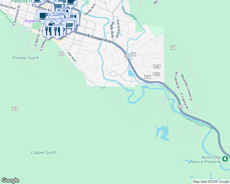 map of restaurants, bars, coffee shops, grocery stores, and more near in Aspen