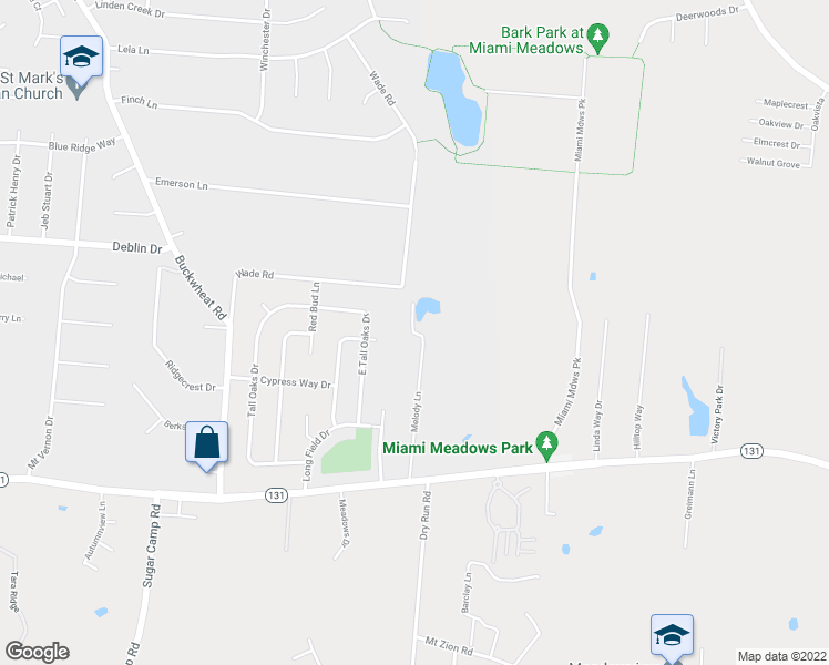 map of restaurants, bars, coffee shops, grocery stores, and more near 6000 Melody Lane in Milford