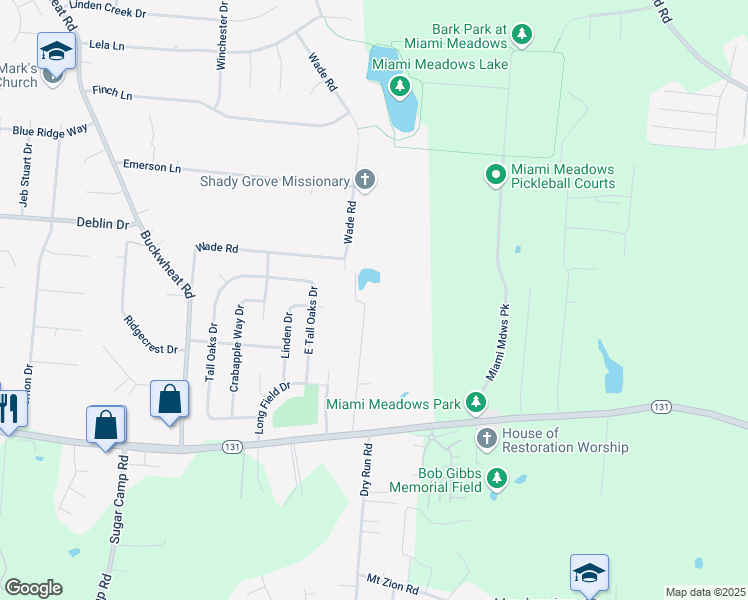 map of restaurants, bars, coffee shops, grocery stores, and more near 5800 Melody Lane in Milford