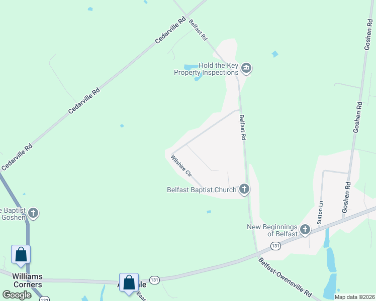 map of restaurants, bars, coffee shops, grocery stores, and more near 2219 Wilshire Circle in Goshen