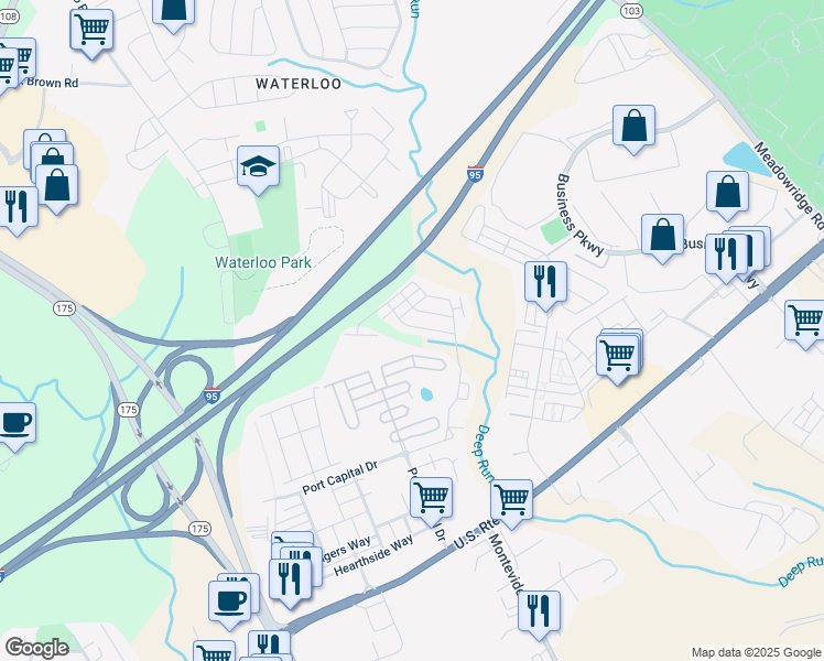 map of restaurants, bars, coffee shops, grocery stores, and more near 7743 Valley Oak Drive in Elkridge