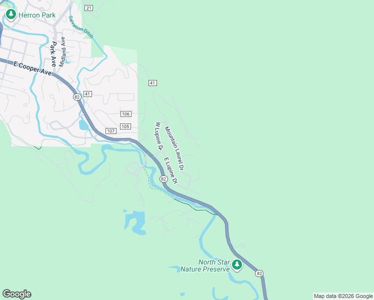 map of restaurants, bars, coffee shops, grocery stores, and more near 186 Mountain Laurel Drive in Aspen