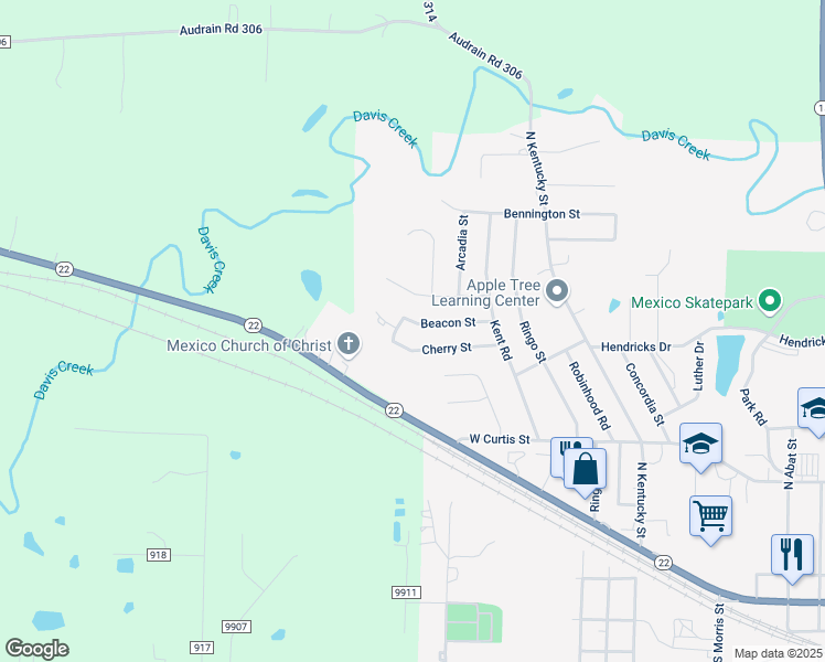 map of restaurants, bars, coffee shops, grocery stores, and more near Gallaher Drive in Mexico