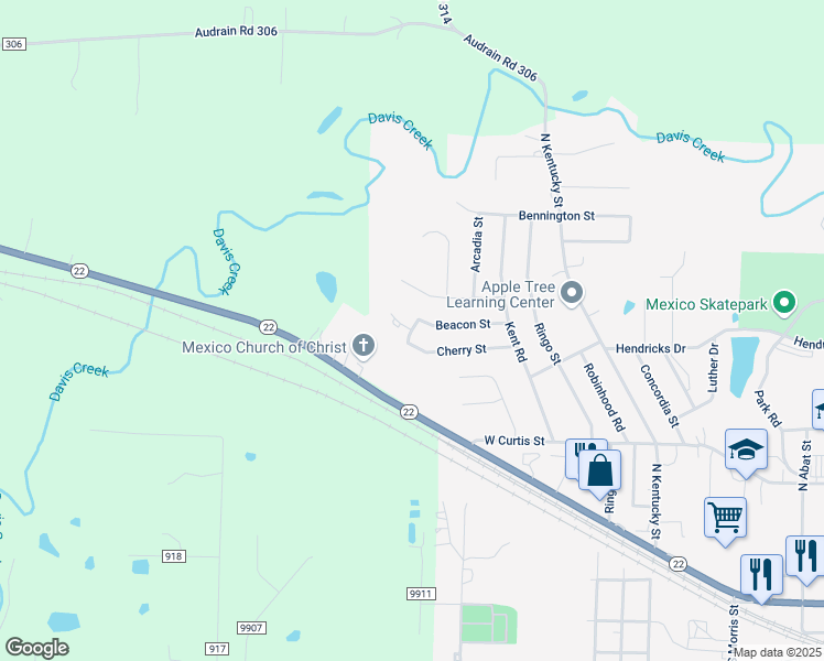 map of restaurants, bars, coffee shops, grocery stores, and more near Gallaher Drive in Mexico