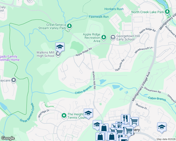 map of restaurants, bars, coffee shops, grocery stores, and more near 10214 Millstream Drive in Gaithersburg