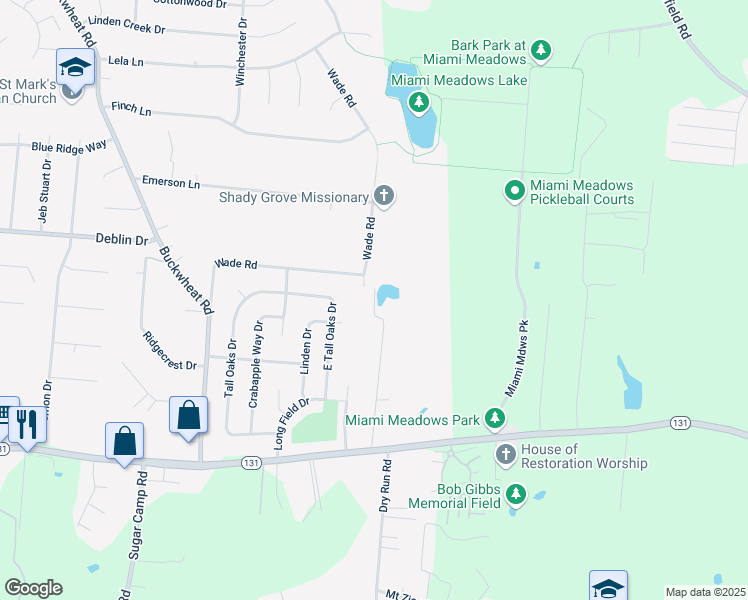 map of restaurants, bars, coffee shops, grocery stores, and more near 6200 Melody Lane in Milford