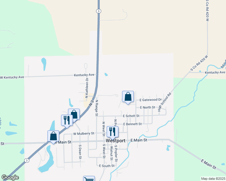 map of restaurants, bars, coffee shops, grocery stores, and more near 510 North Range Street in Westport