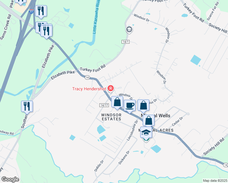 map of restaurants, bars, coffee shops, grocery stores, and more near 39 Wilson Drive in Mineral Wells