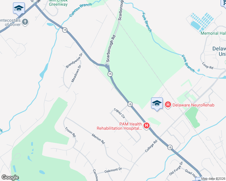 map of restaurants, bars, coffee shops, grocery stores, and more near 1390 McKee Road in Dover