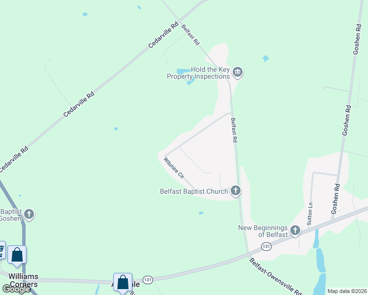 map of restaurants, bars, coffee shops, grocery stores, and more near 2219 Wilshire Circle in Goshen