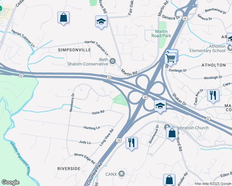 map of restaurants, bars, coffee shops, grocery stores, and more near 6900 Newberry Drive in Columbia