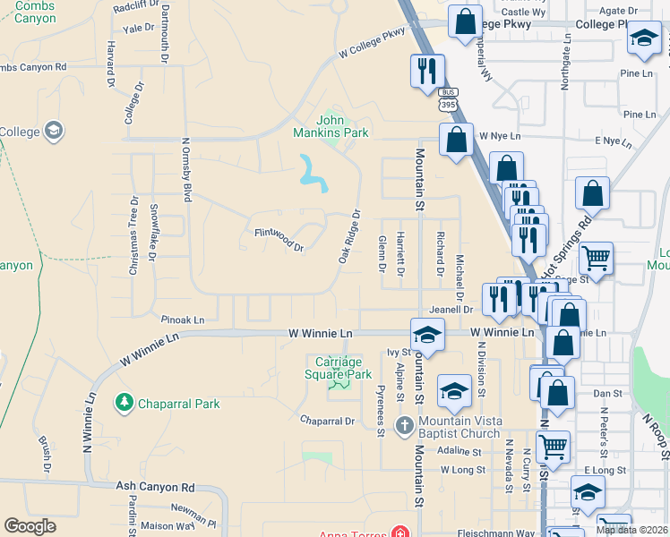 map of restaurants, bars, coffee shops, grocery stores, and more near 1186 Gold Meadow Court in Carson City